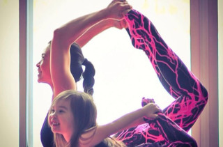 Mom & Daughter Yoga-ing Together