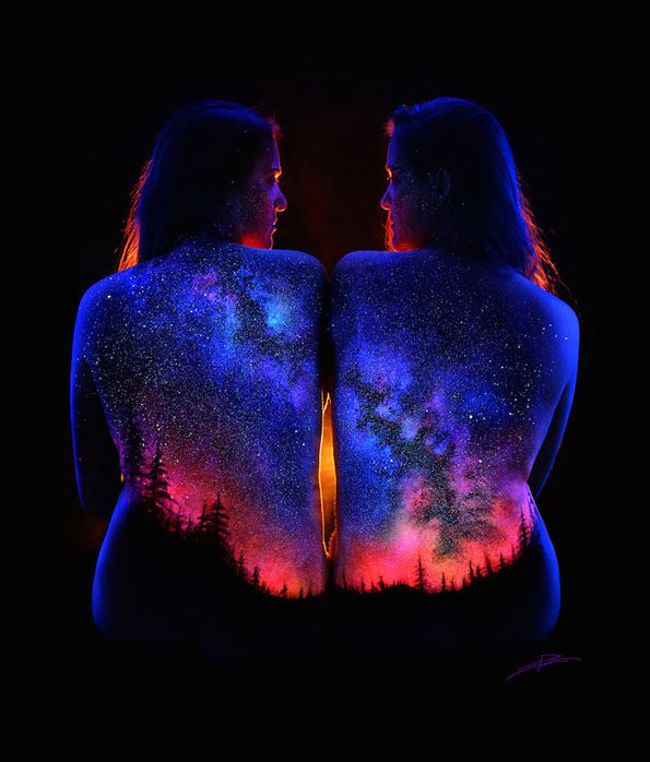 This Landscape Body Art Lit Up By Black Light Is Insanely Cool