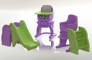 Kids Furniture Works As A High Chair, Step Stool, And Slide