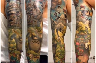 An Amazing Sleeve Tattoo Inspired By Hayao Miyazaki Films
