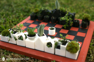 Outdoorsy Chess Set Has Little Mini Planters As Playing Pieces