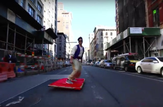 Aladdin Riding A Magic Carpet Through The Streets Of NYC