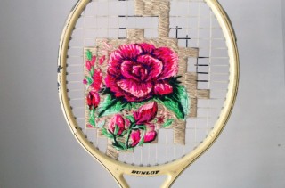 One Artist Embroiders Pretty Flowers Onto Tennis Racquets
